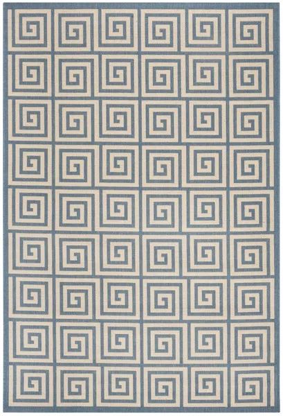 LINDEN 129 Collection LND129N-5 Cream / Blue 5'-3" X 7'-6"