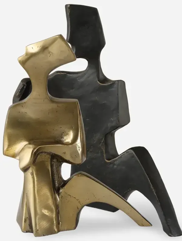 Affection Bronze Gold Sculpture, S/2