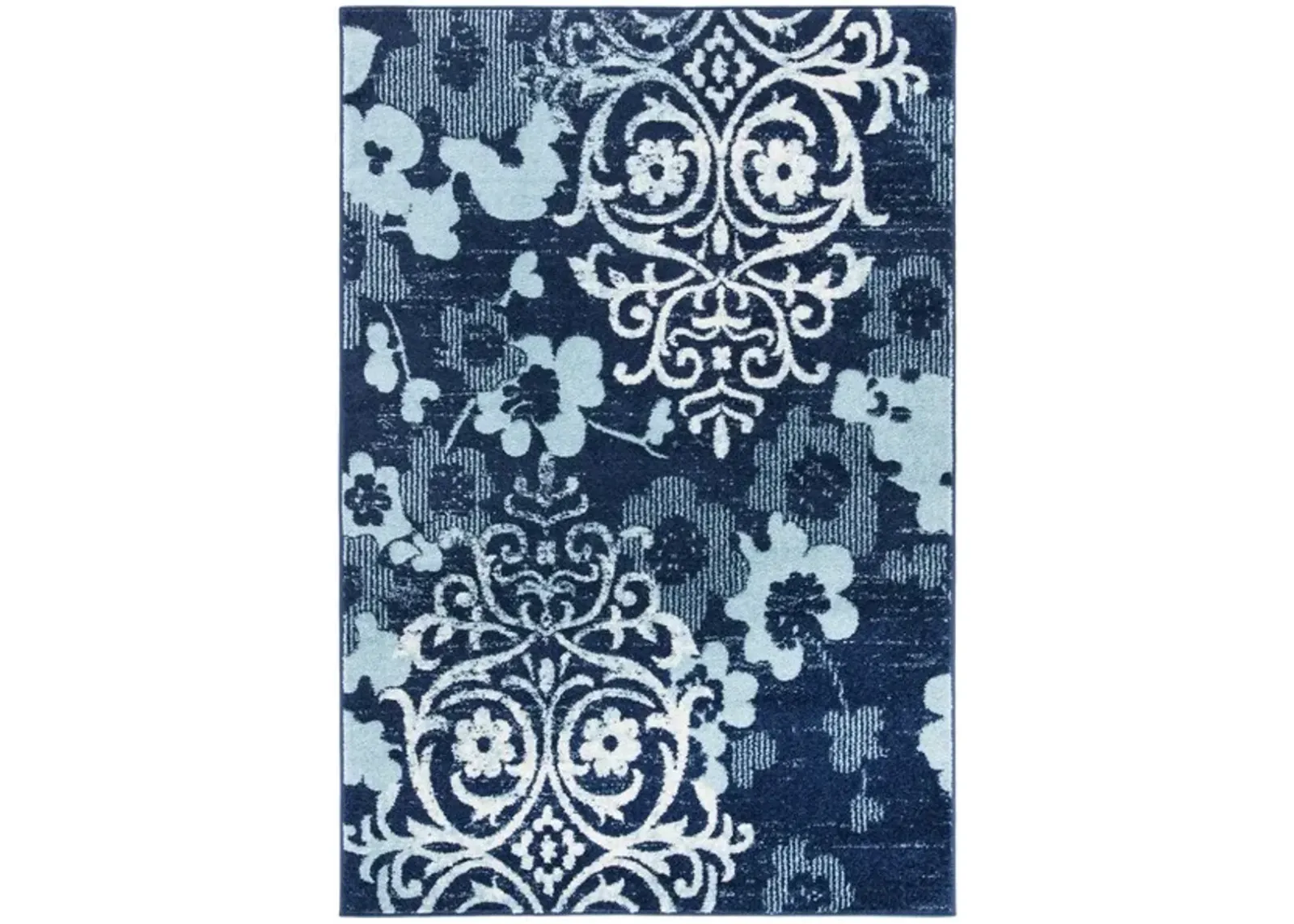 Adirondack Contemporary Navy / Aqua 9' X 12' Powerloomed Rug