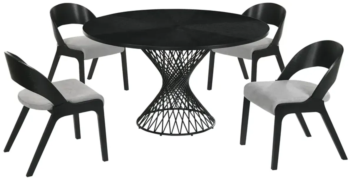 Cirque and Polly 5 Piece Black Round Dining Set