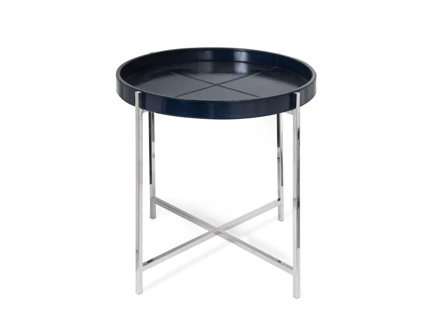 Derby Leather Tray Table (Blue)