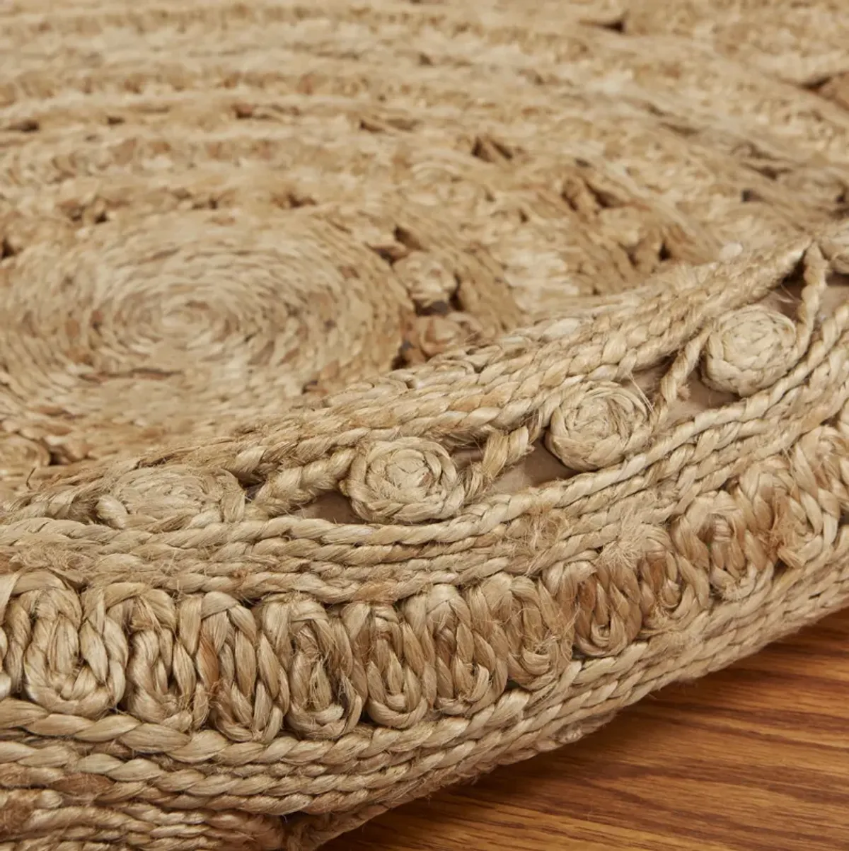 Nature Eclectic Circles Organic Jute Indoor Round Area Rug 7'6"