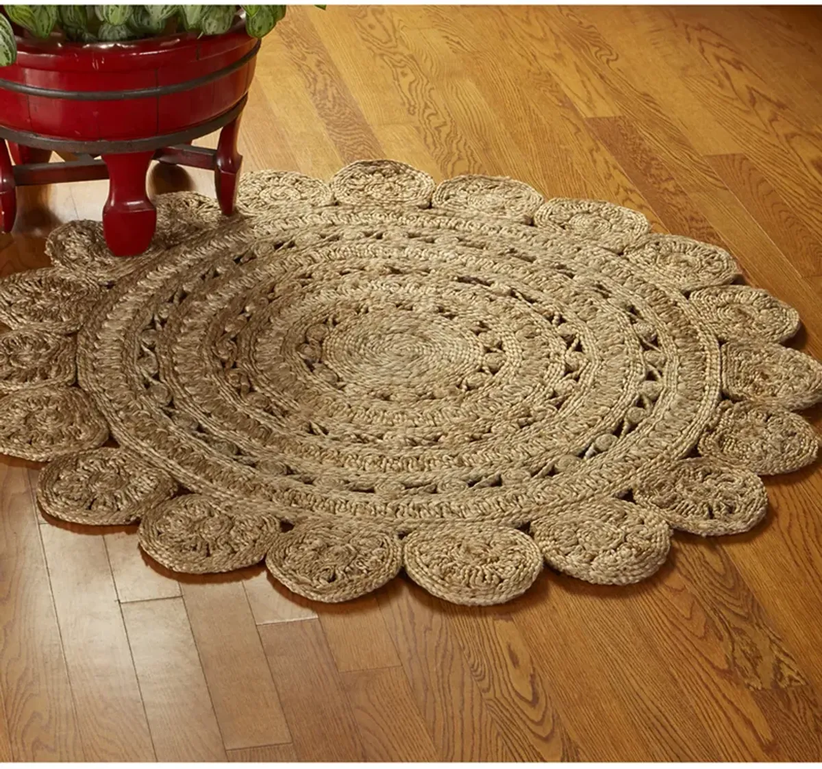 Nature Eclectic Circles Organic Jute Indoor Round Area Rug 7'6"