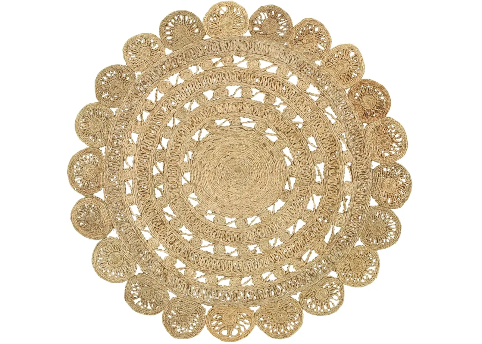 Nature Eclectic Circles Organic Jute Indoor Round Area Rug 7'6"