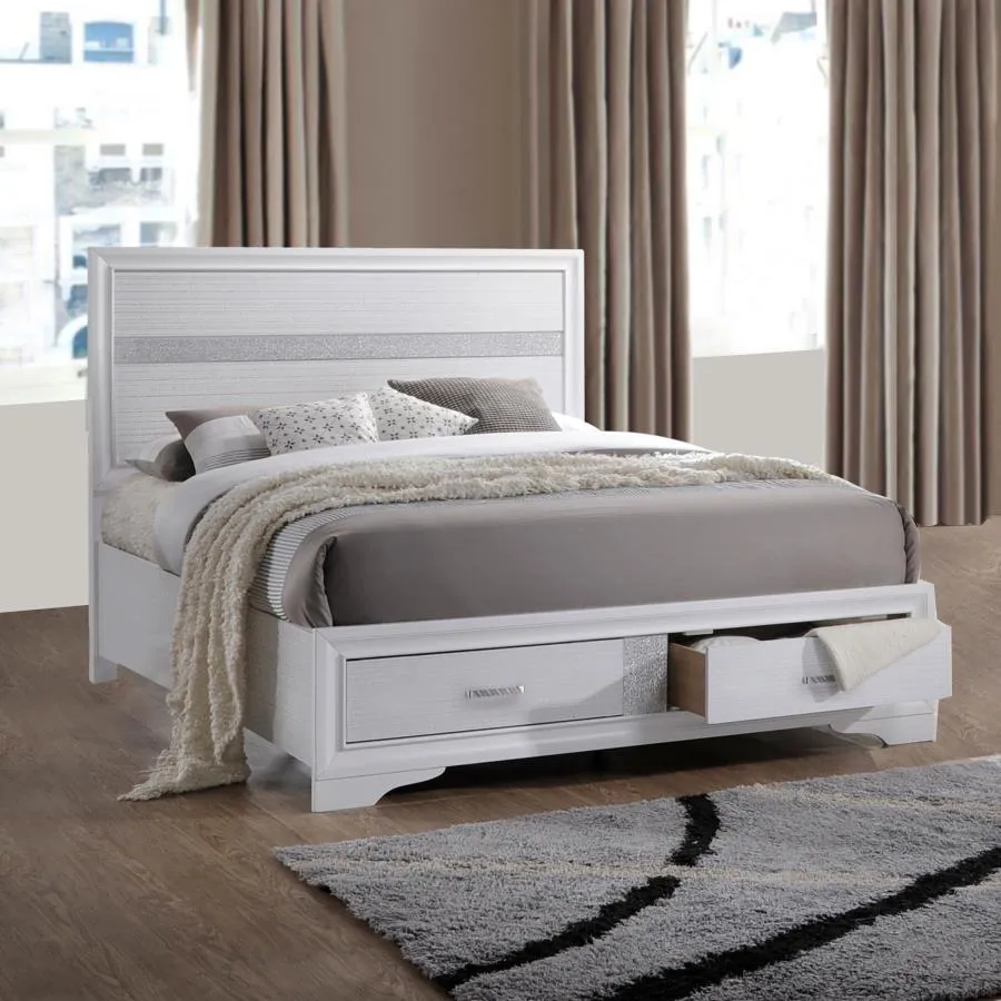 Miranda California King 2-drawer Storage Bed White