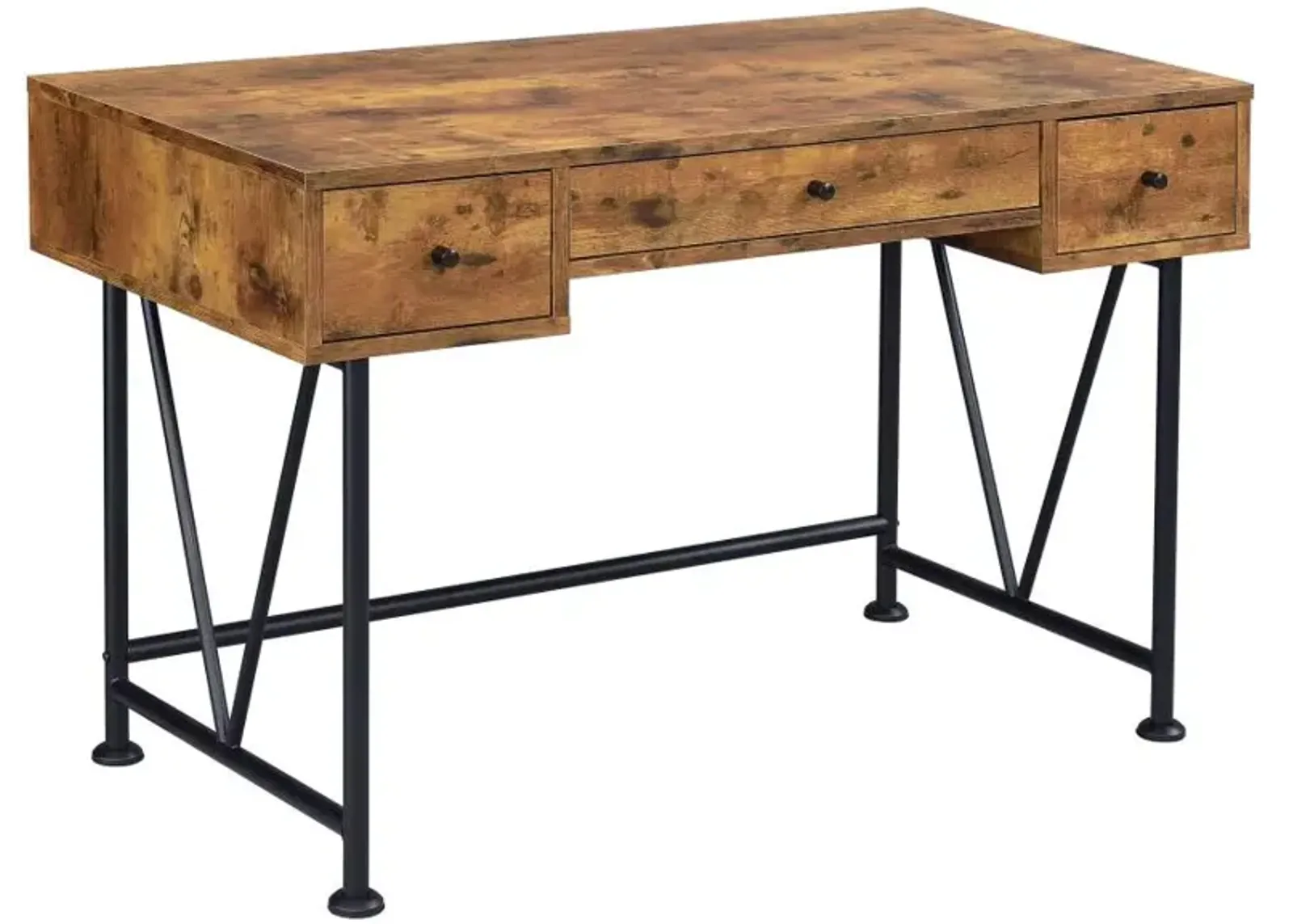 Belfield 3-Drawer Writing Desk Antique Nutmeg And Black