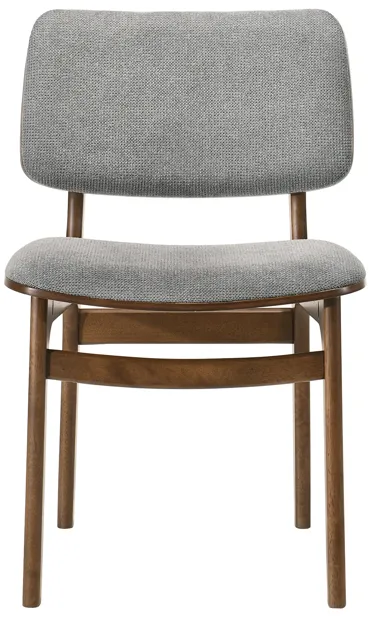 Lima Gray Upholstered Wood Dining Chairs in Walnut Finish - Set of 2