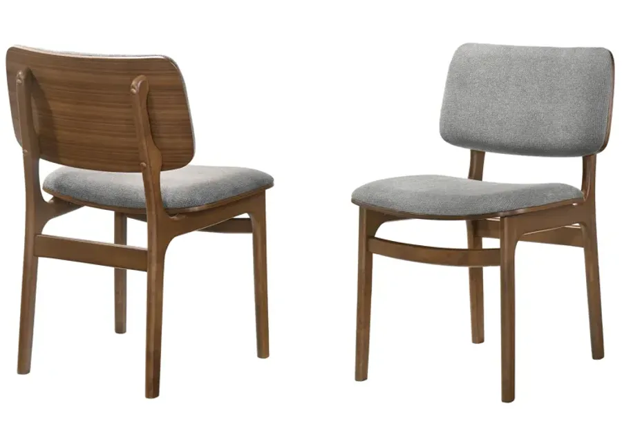 Lima Gray Upholstered Wood Dining Chairs in Walnut Finish - Set of 2