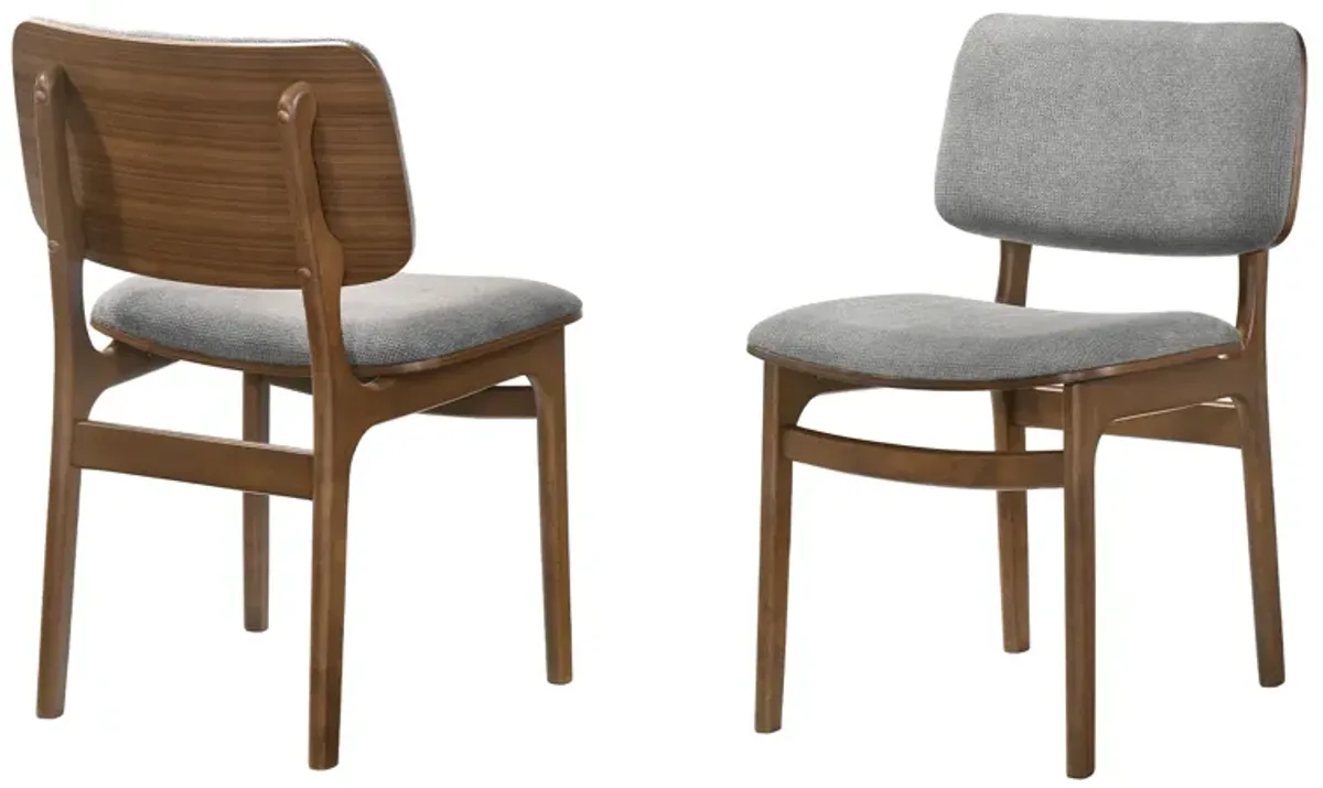 Lima Gray Upholstered Wood Dining Chairs in Walnut Finish - Set of 2