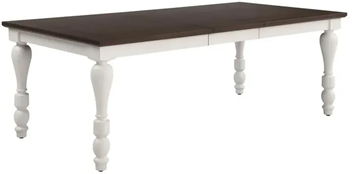 Madelyn Dining Table with Extension Leaf Dark Cocoa and Coastal White