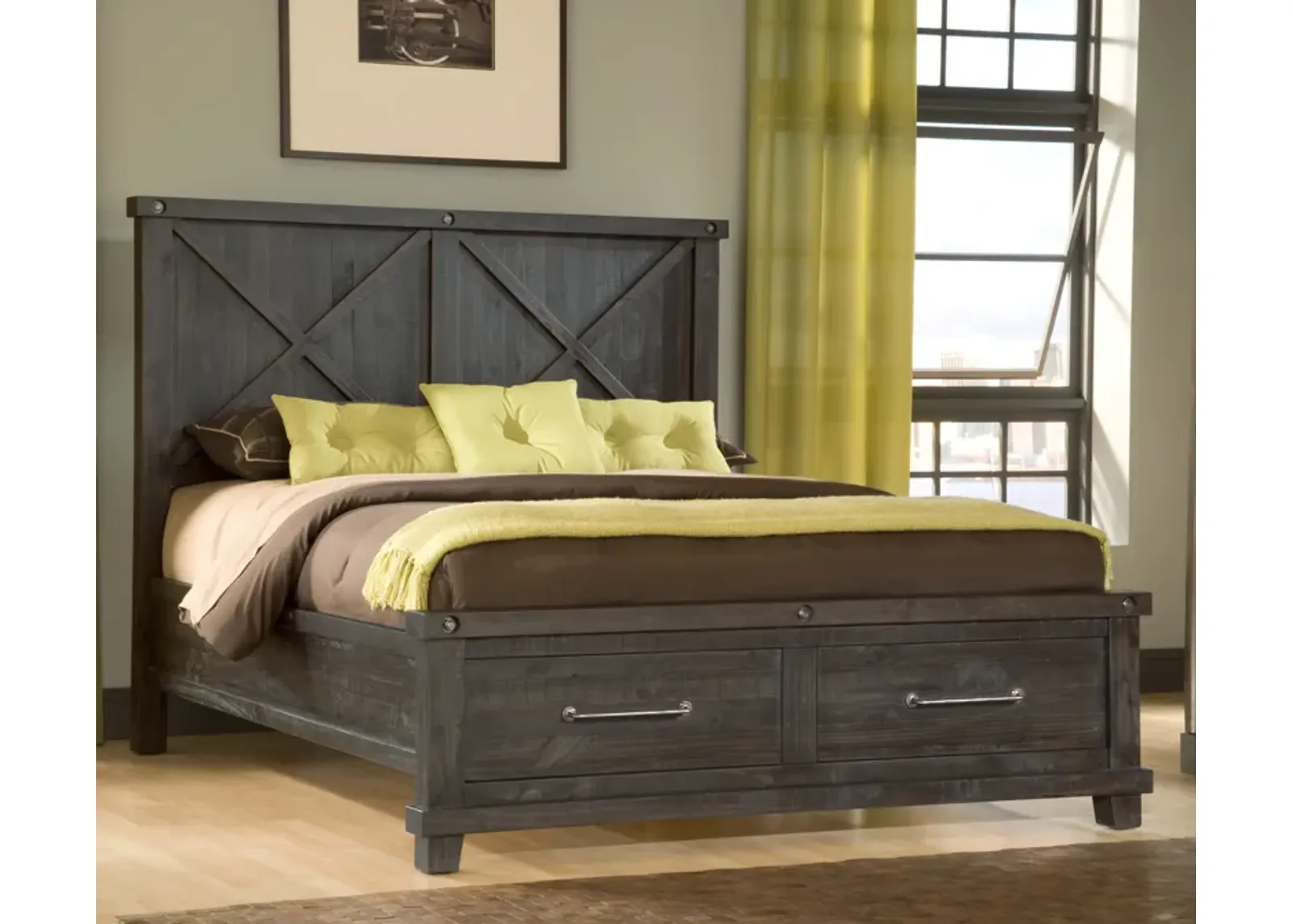 Yosemite King-size Solid Wood Footboard Storage Bed in Cafe