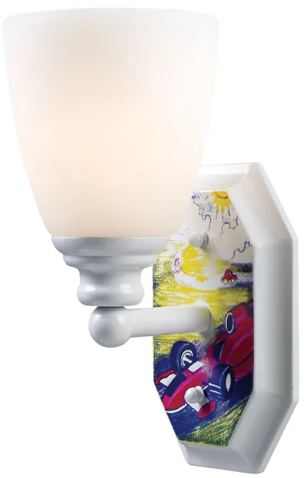 Kidshine 1-Light Sconce Automobiles in white