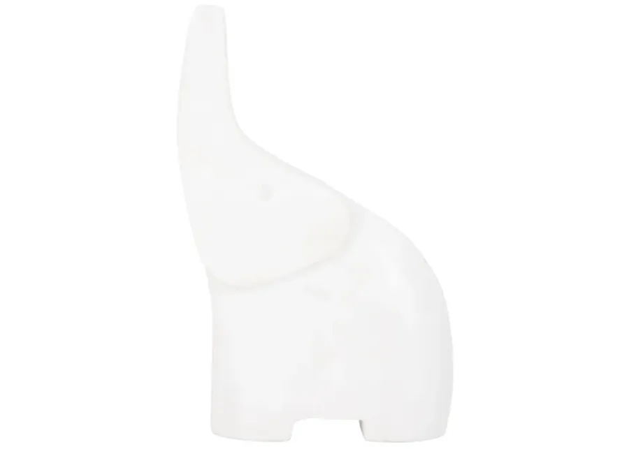 7" Trunk In The Air Marble Elephant, White