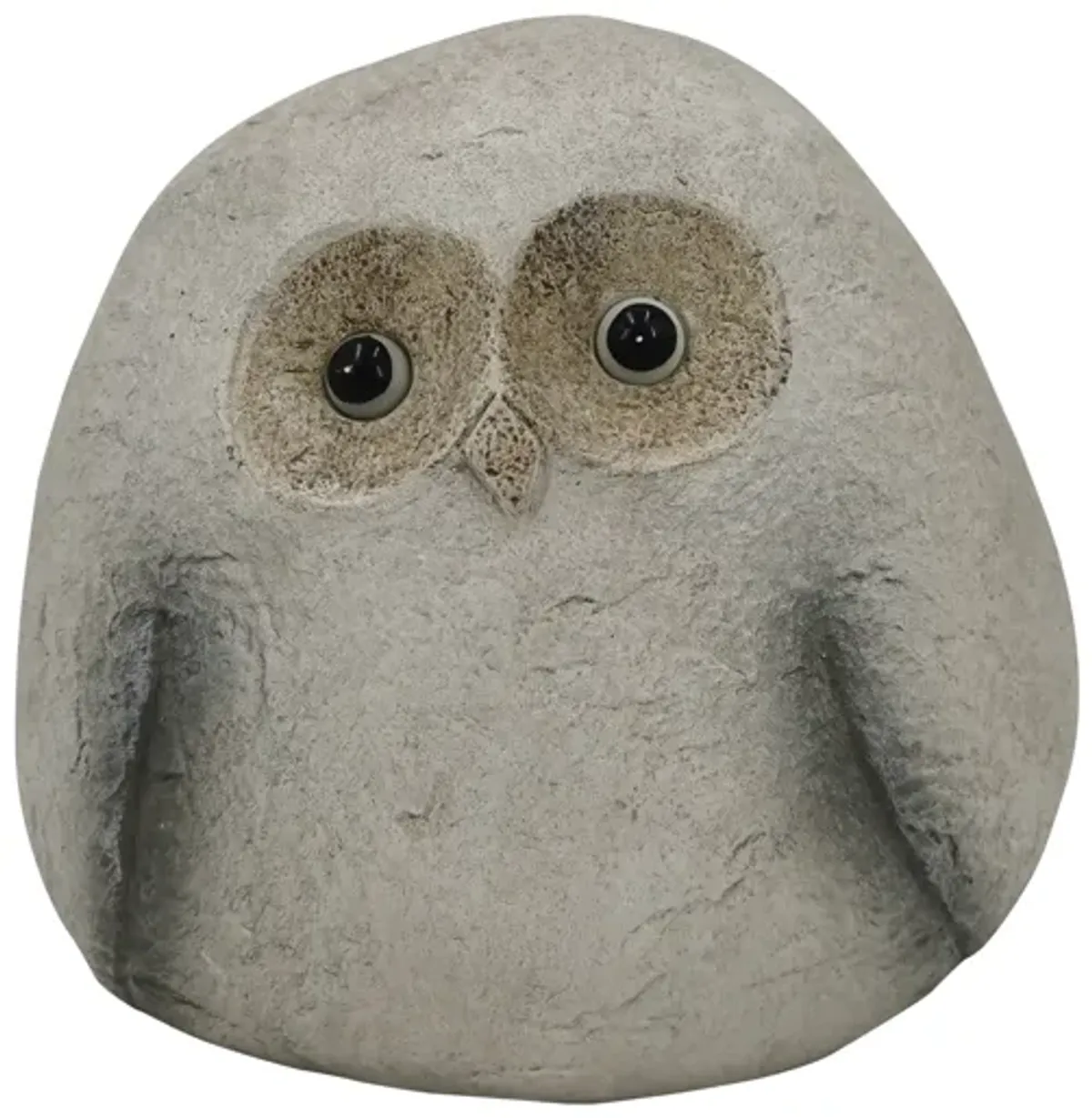 13" Chubby Owl With Solar Eyes, Grey