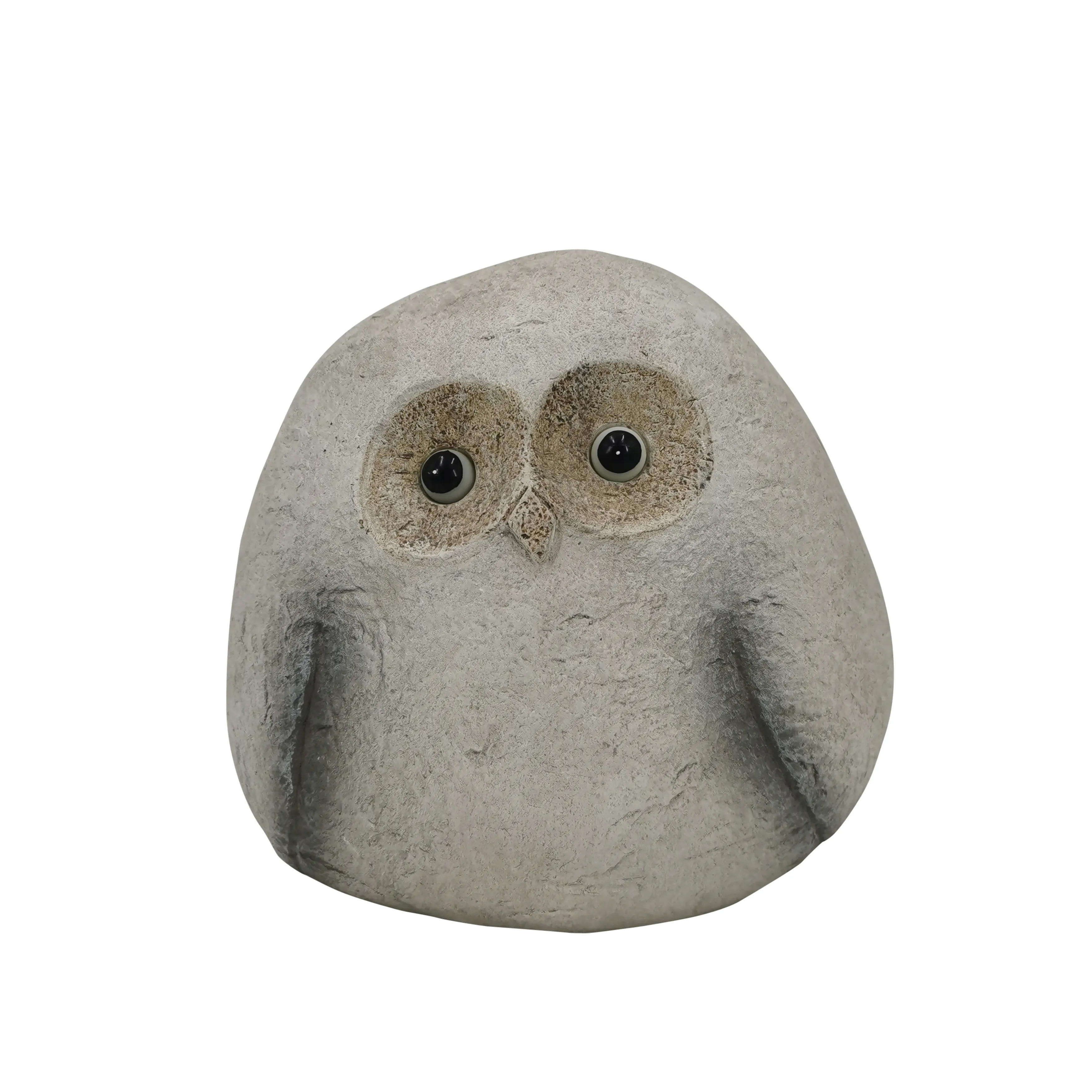 13" Chubby Owl With Solar Eyes, Grey