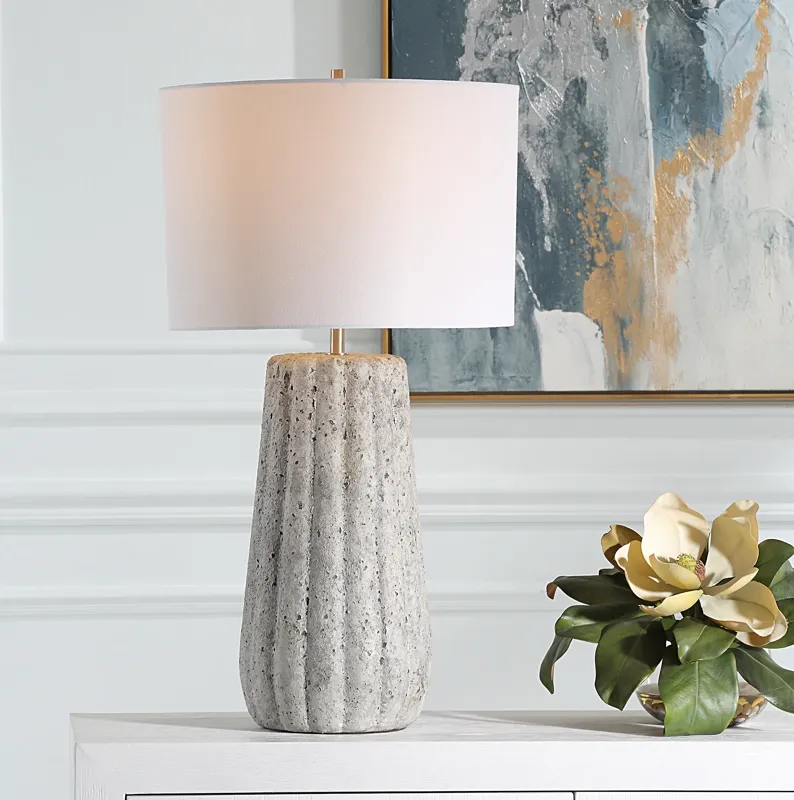 Weathered Stone Finish Ceramic Base Table Lamp