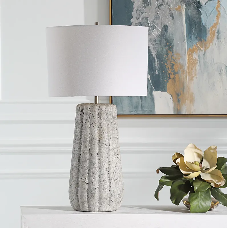 Weathered Stone Finish Ceramic Base Table Lamp