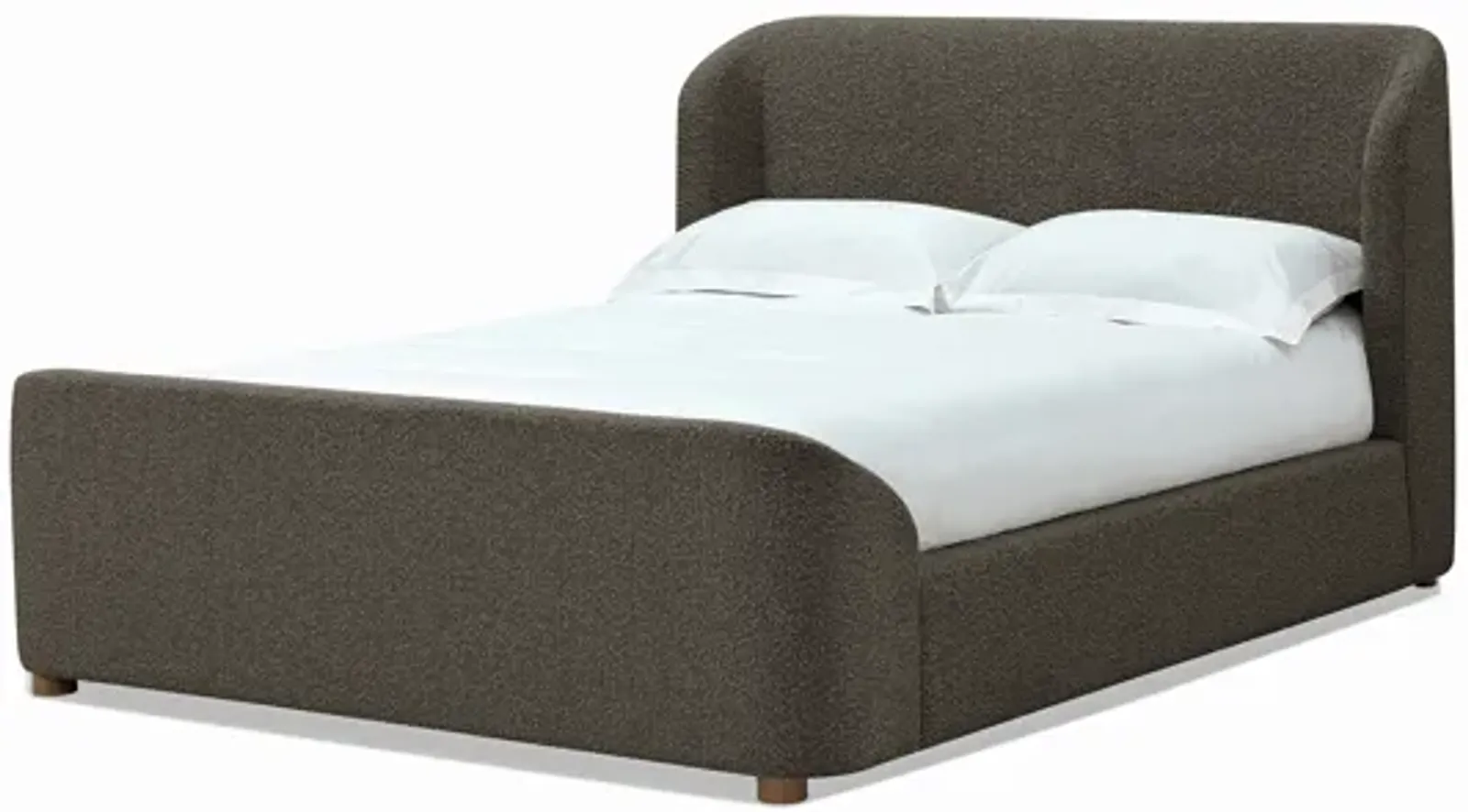 Kiki King-size Upholstered Platform Bed in Pumpernickel Boucle