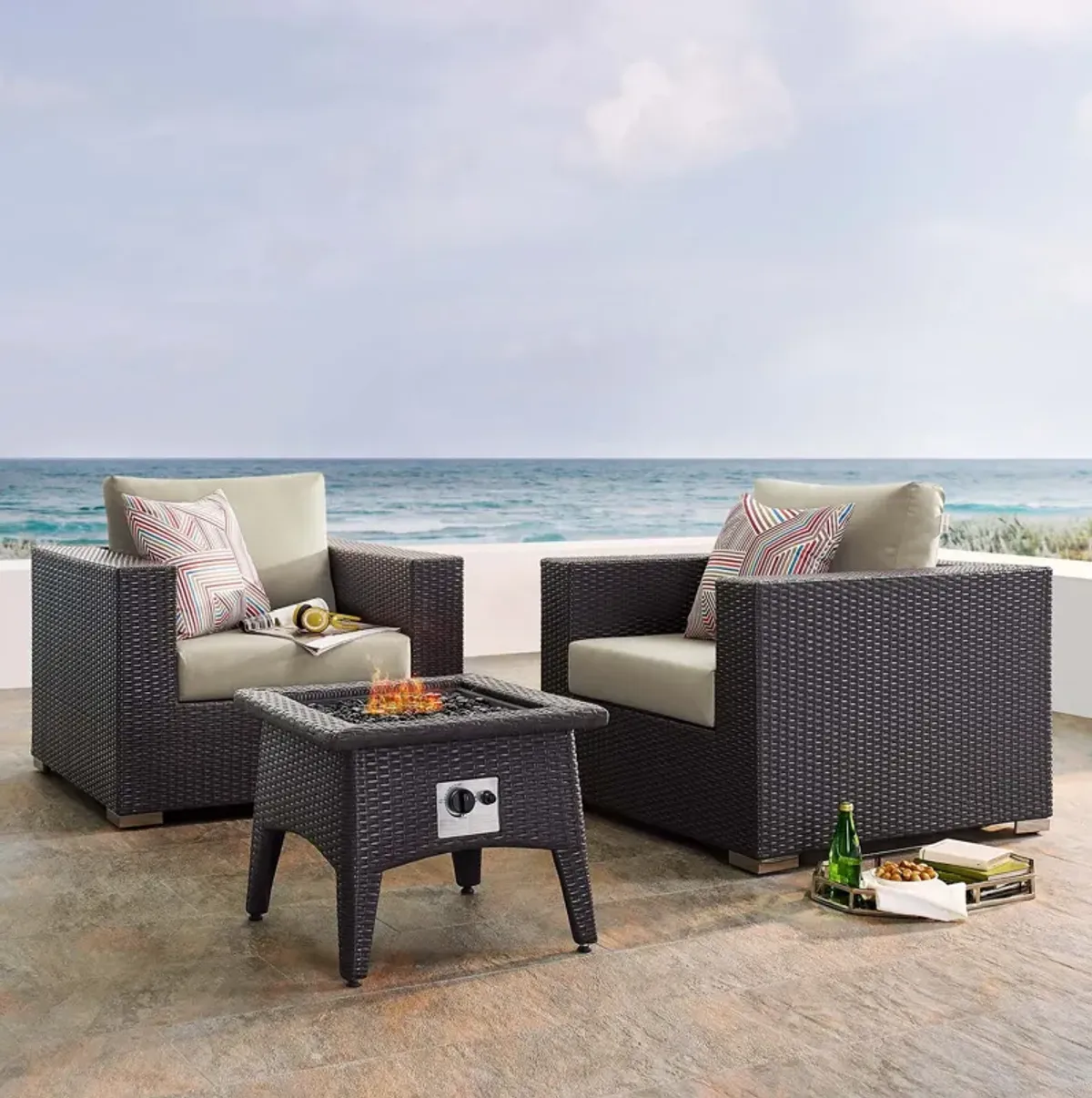 Convene 3 Piece Set Outdoor Patio with Fire Pit