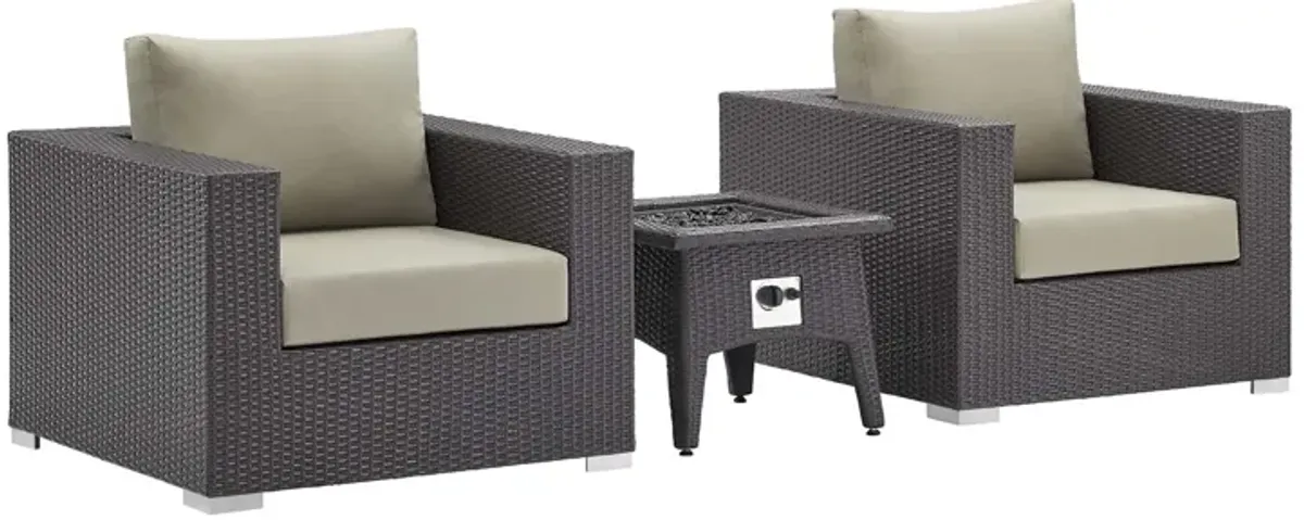 Convene 3 Piece Set Outdoor Patio with Fire Pit