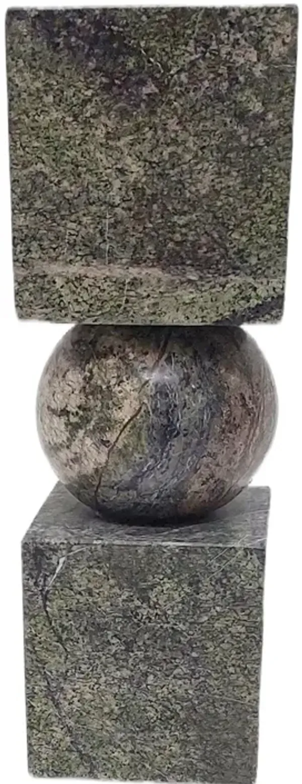 9x3" Chunky Marble Taper Holder, Forest Green
