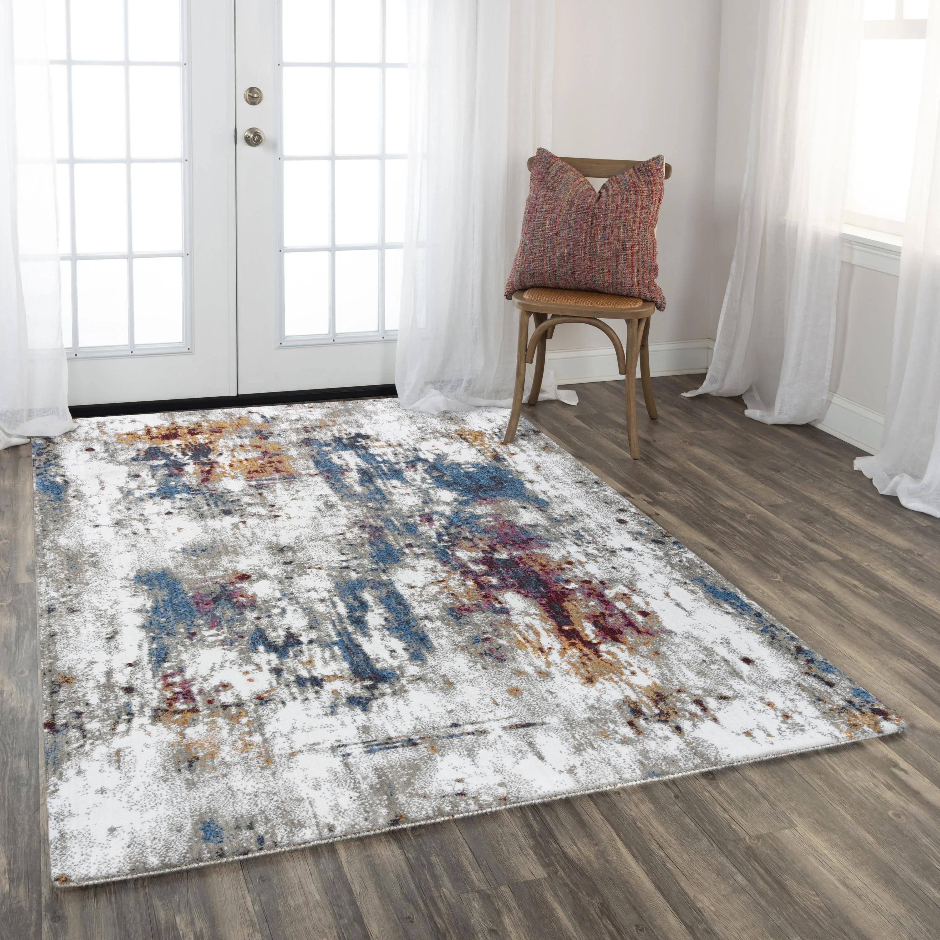 Signature Cream/Blue  Recycled Polyester 8' x 10' Rectangle Rug