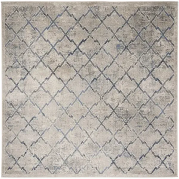 Brentwood 809 Light Grey / Blue 3' X 3' Square Square Powerloomed Rug