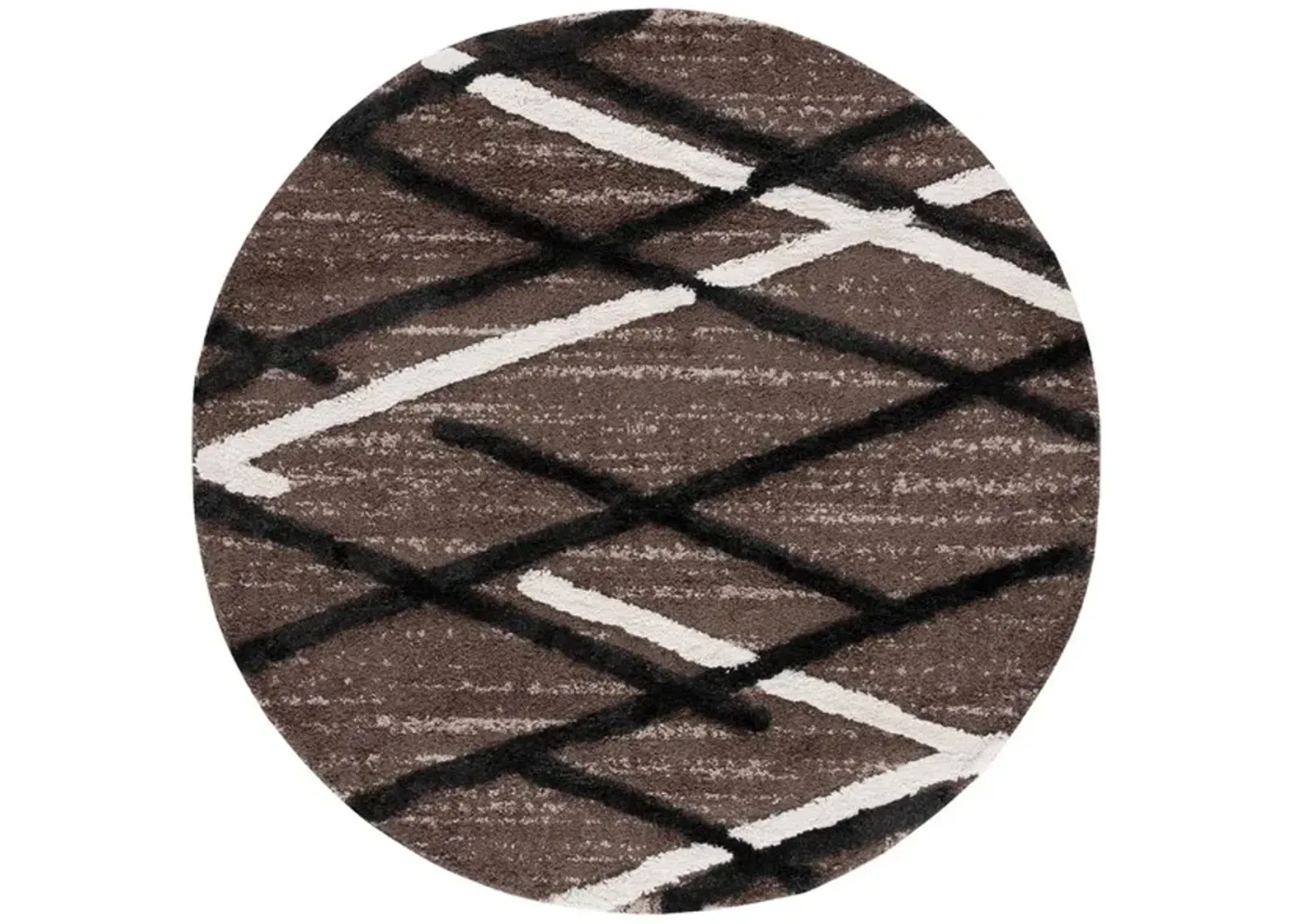 HI-LO SHAG 206 Brown  6'-7' X 6'-7' Round Round Rug