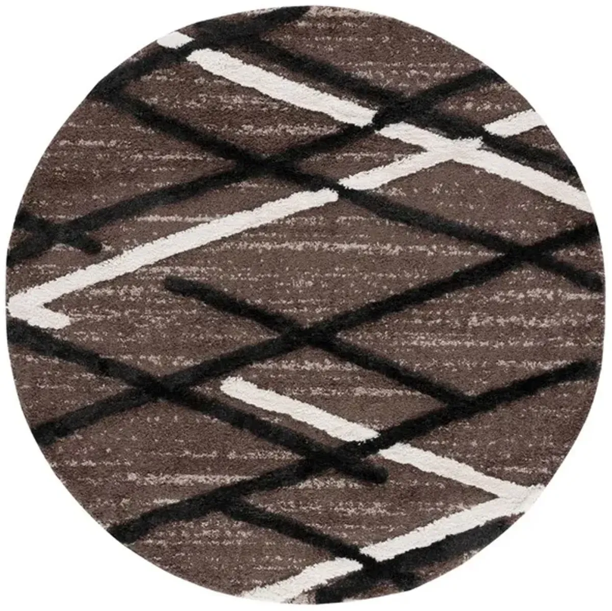 HI-LO SHAG 206 Brown  6'-7' X 6'-7' Round Round Rug