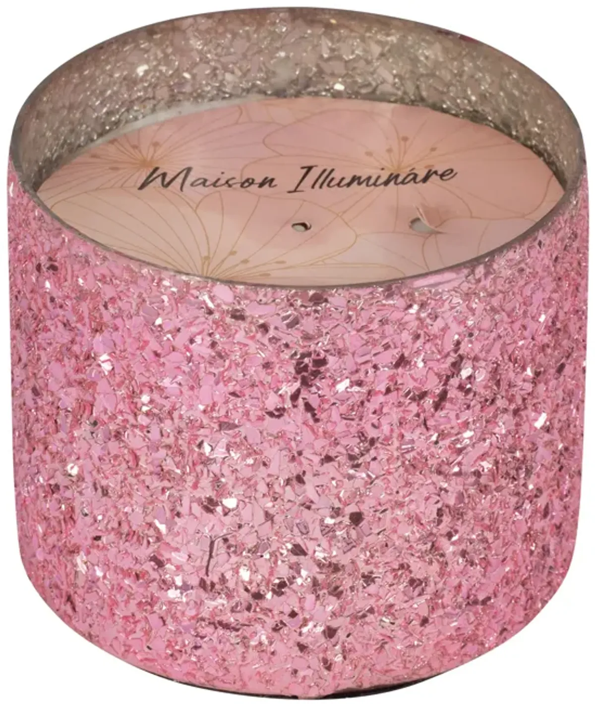 Glass, 5" 26 Oz Crackled Scented Candle, Pink