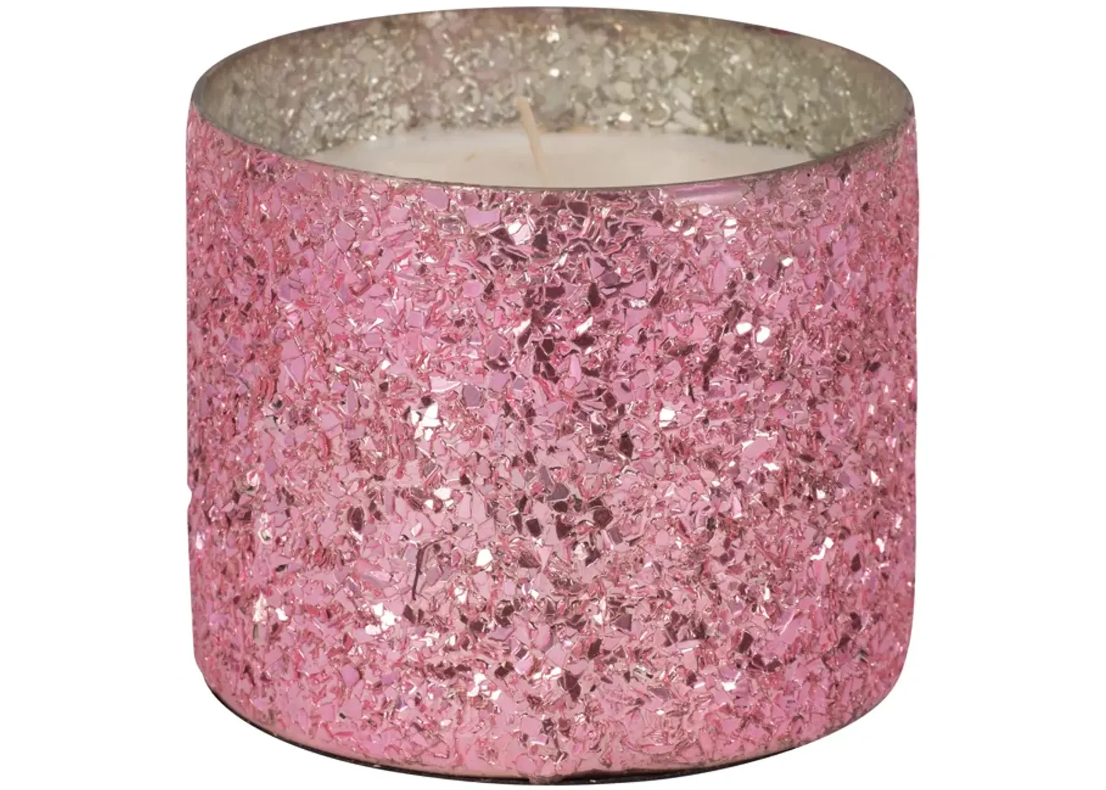 Glass, 5" 26 Oz Crackled Scented Candle, Pink