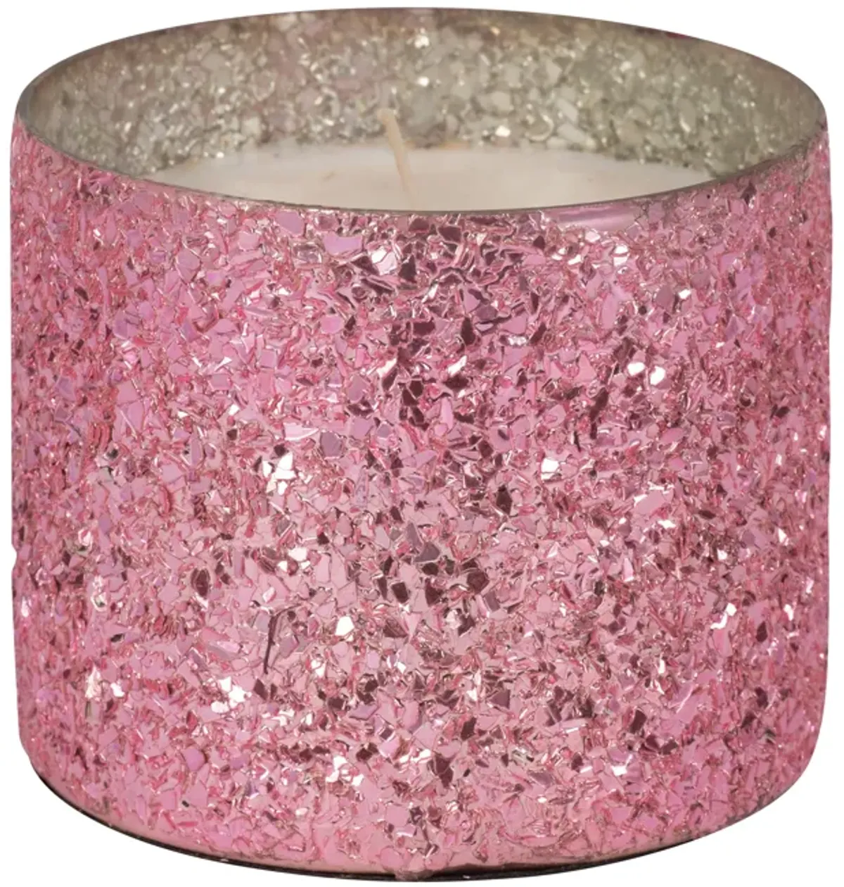 Glass, 5" 26 Oz Crackled Scented Candle, Pink