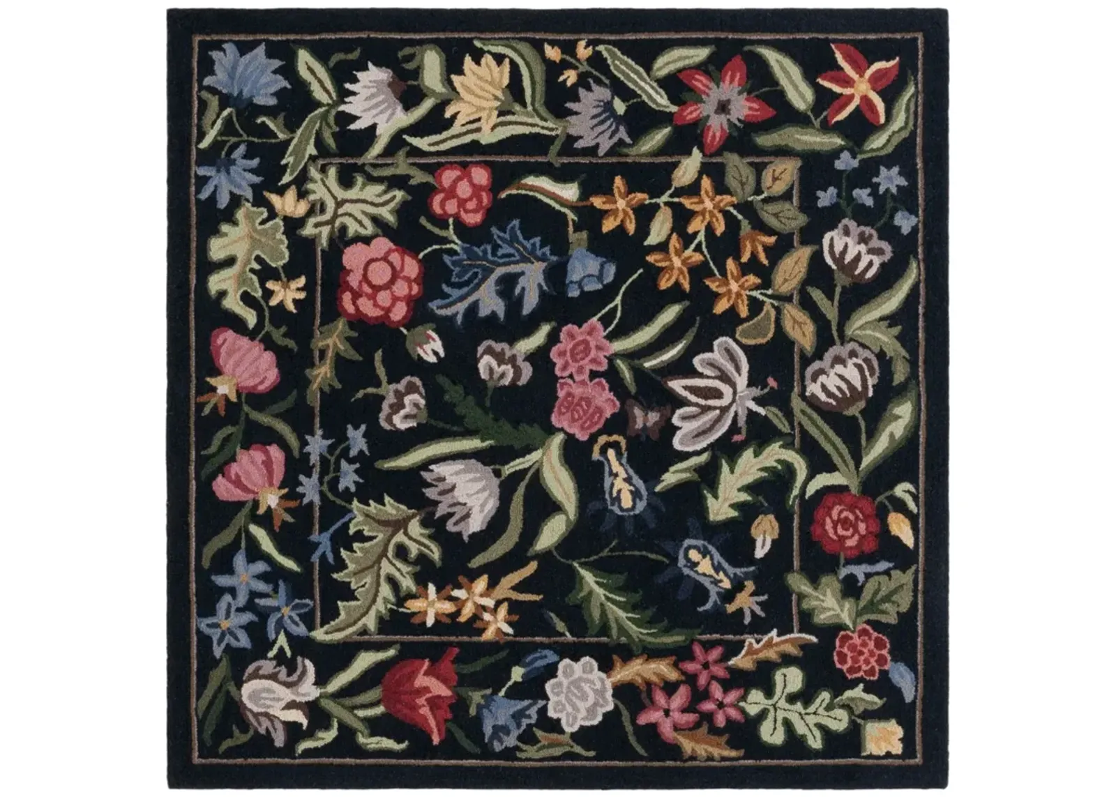 HK335 BLACK  5'-6' x 5'-6' Square Square Rug