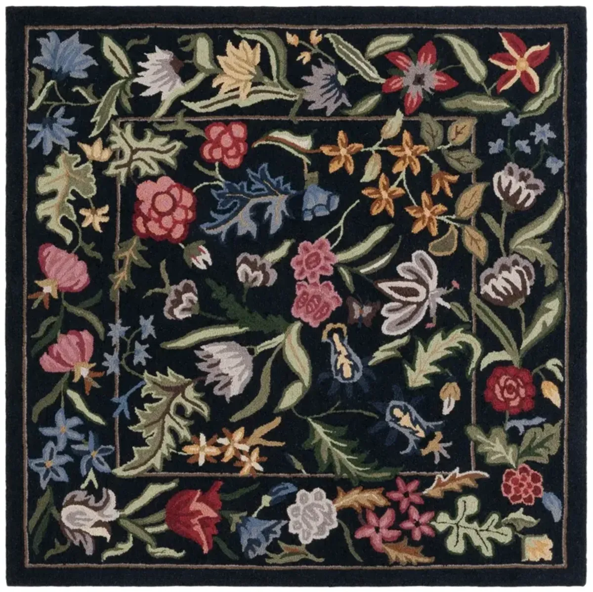 HK335 BLACK  5'-6' x 5'-6' Square Square Rug