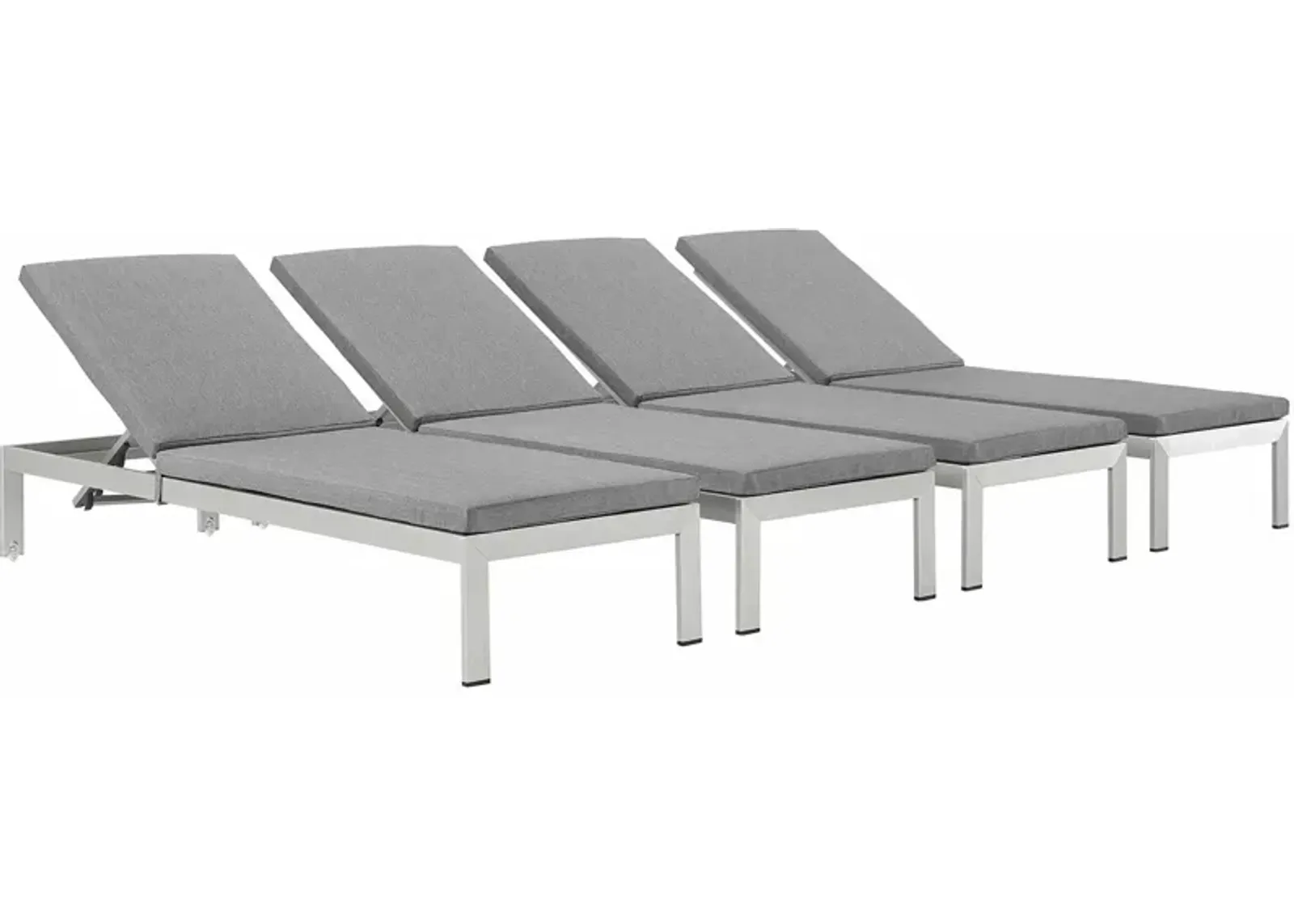 Shore Chaise with Cushions Outdoor Patio Aluminum Set of 4