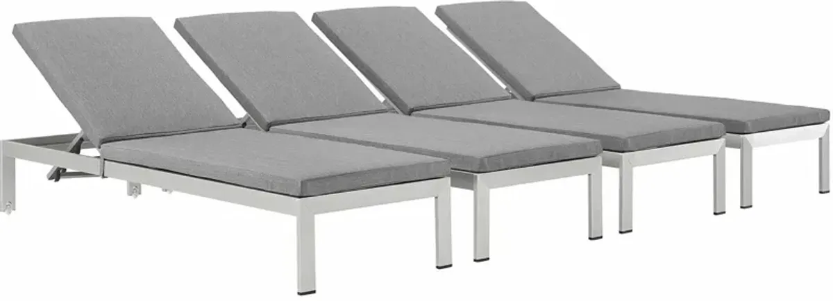 Shore Chaise with Cushions Outdoor Patio Aluminum Set of 4