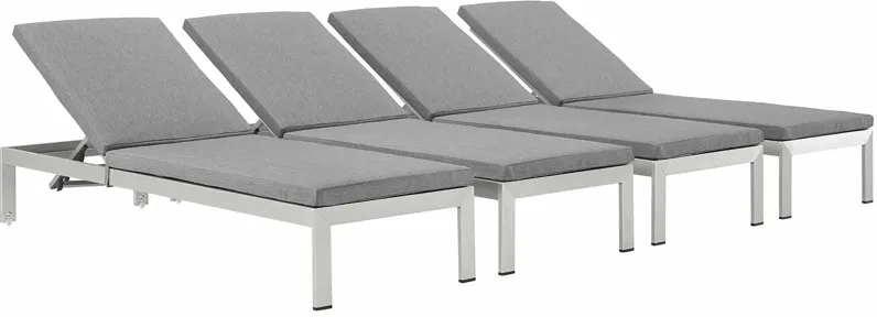 Shore Chaise with Cushions Outdoor Patio Aluminum Set of 4