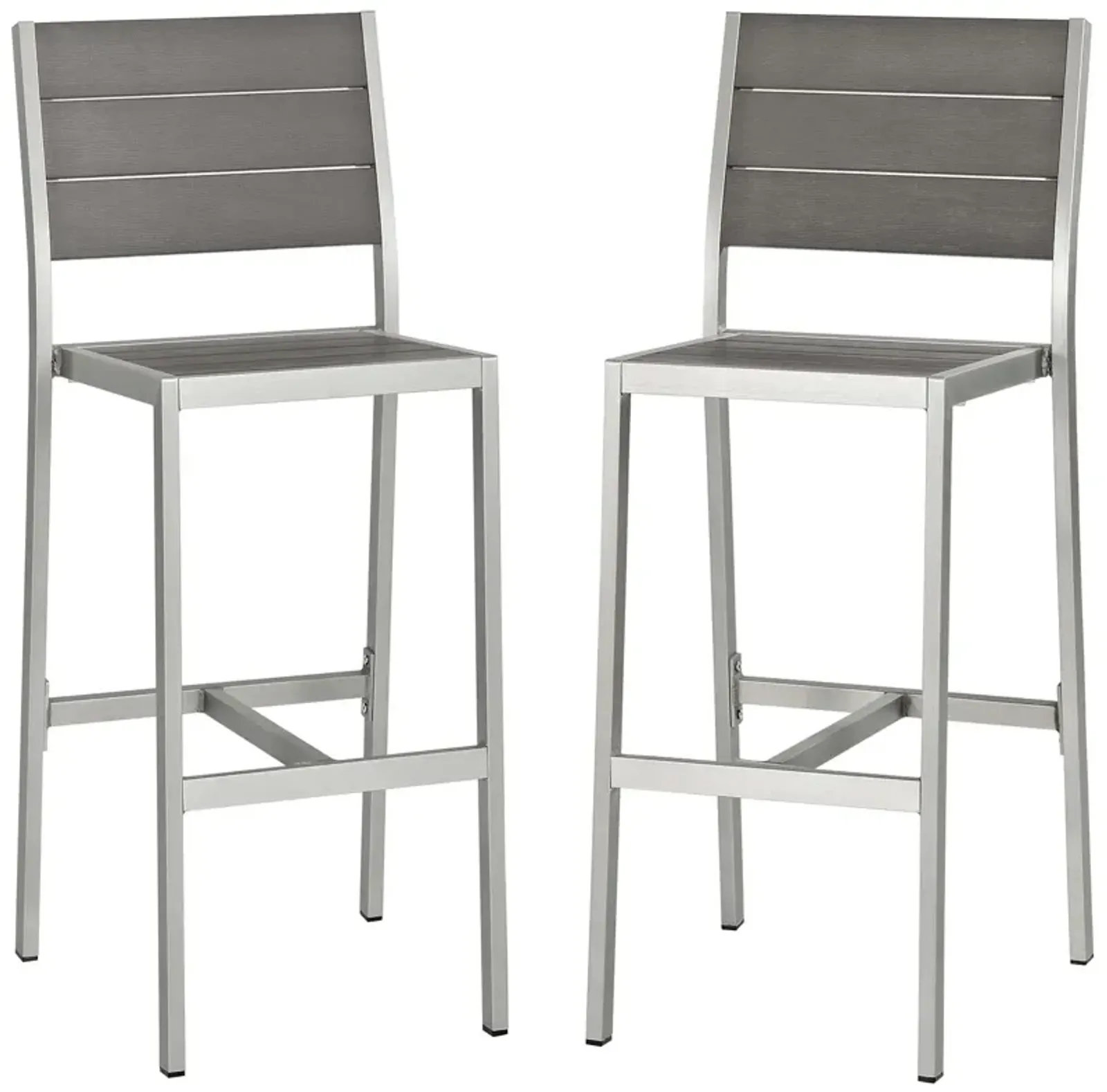 Shore Armless Bar Stool Outdoor Patio Aluminum Set of 2