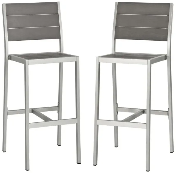 Shore Armless Bar Stool Outdoor Patio Aluminum Set of 2