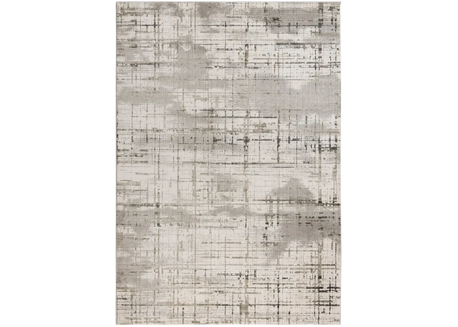 Calabria Ivory Abstract Polyester 6'7" x 9'6" Rectangle Rug