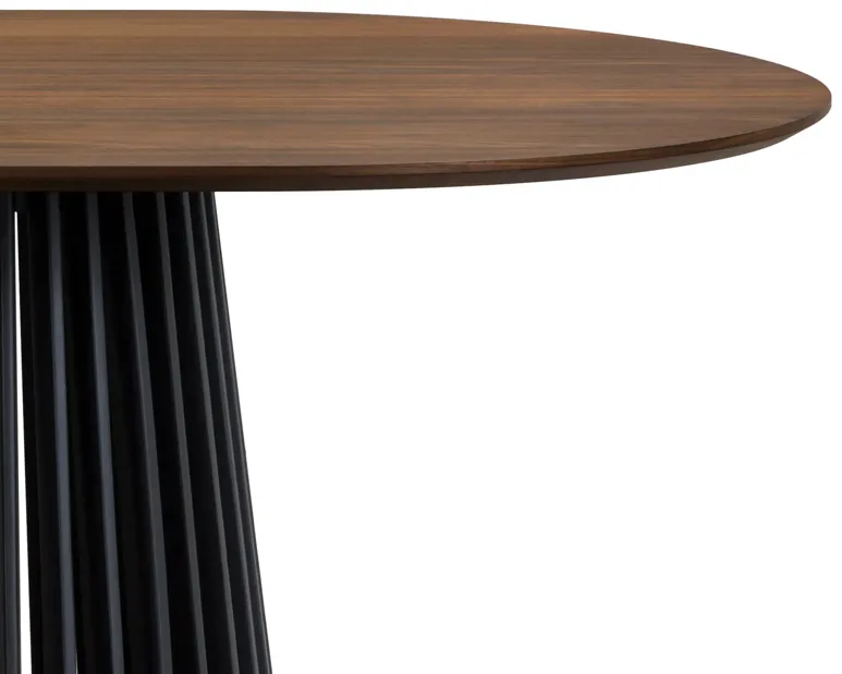 Pasadena 79" Wood Oval Dining Table with Walnut Finish and Black Base