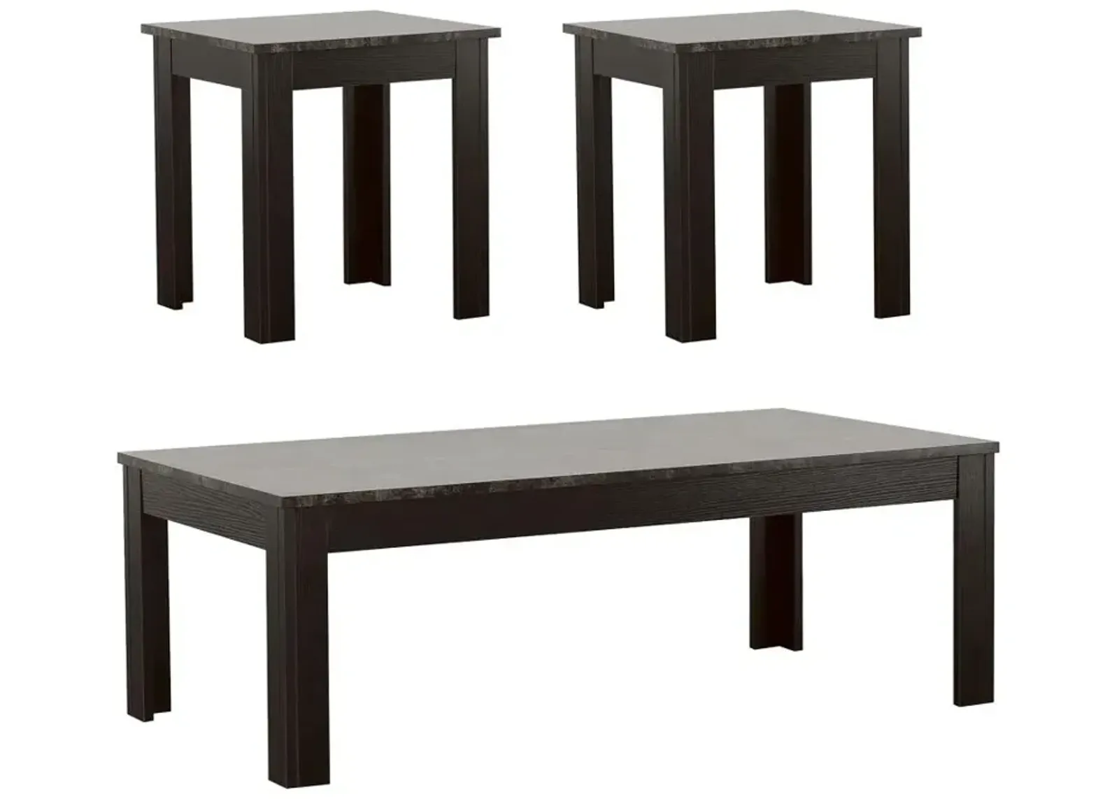 Rhodes 3-piece Faux-marble Top Occasional Table Set Black