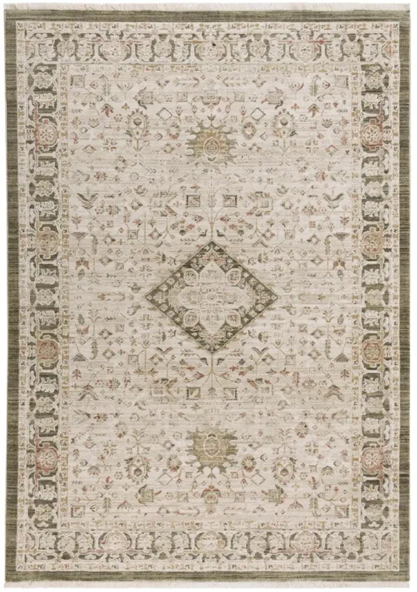 Iconic Natural  Medallion Polyester/Propylene 5'3"x7'9" Rectangle Rug