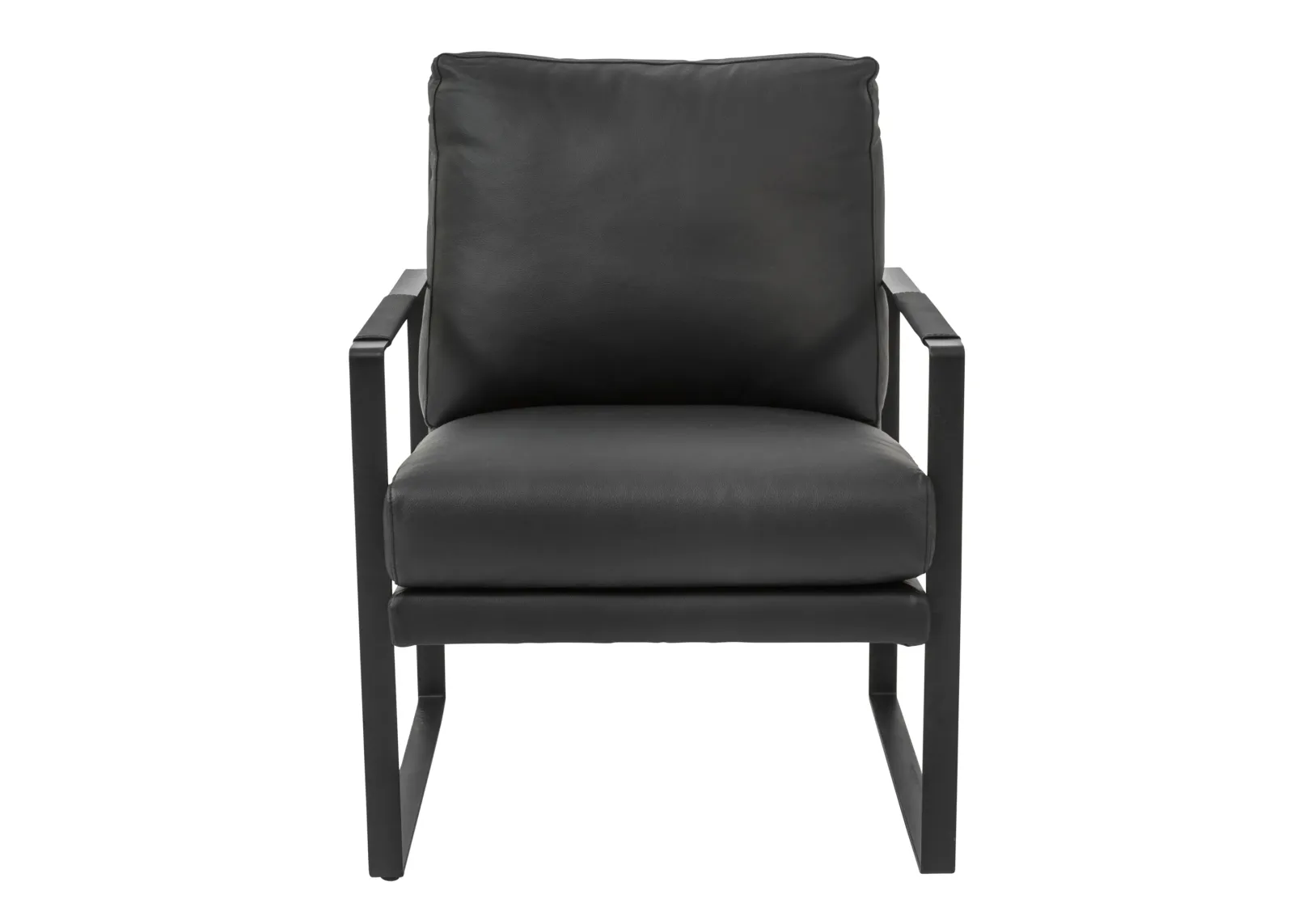 Bettina Lounge Chair in Black Leather with Black Frame