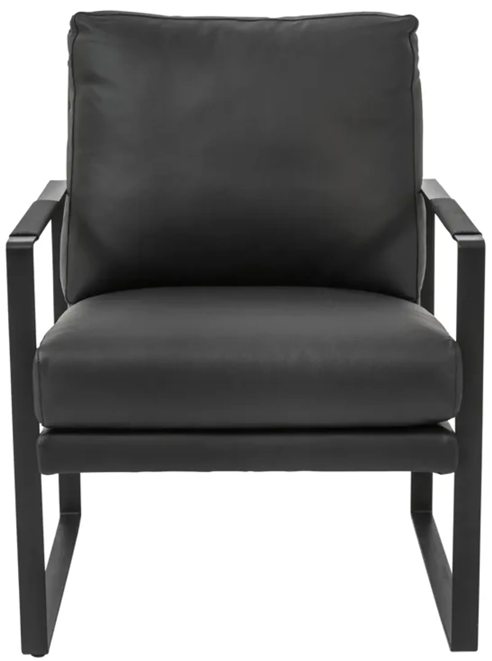 Bettina Lounge Chair in Black Leather with Black Frame