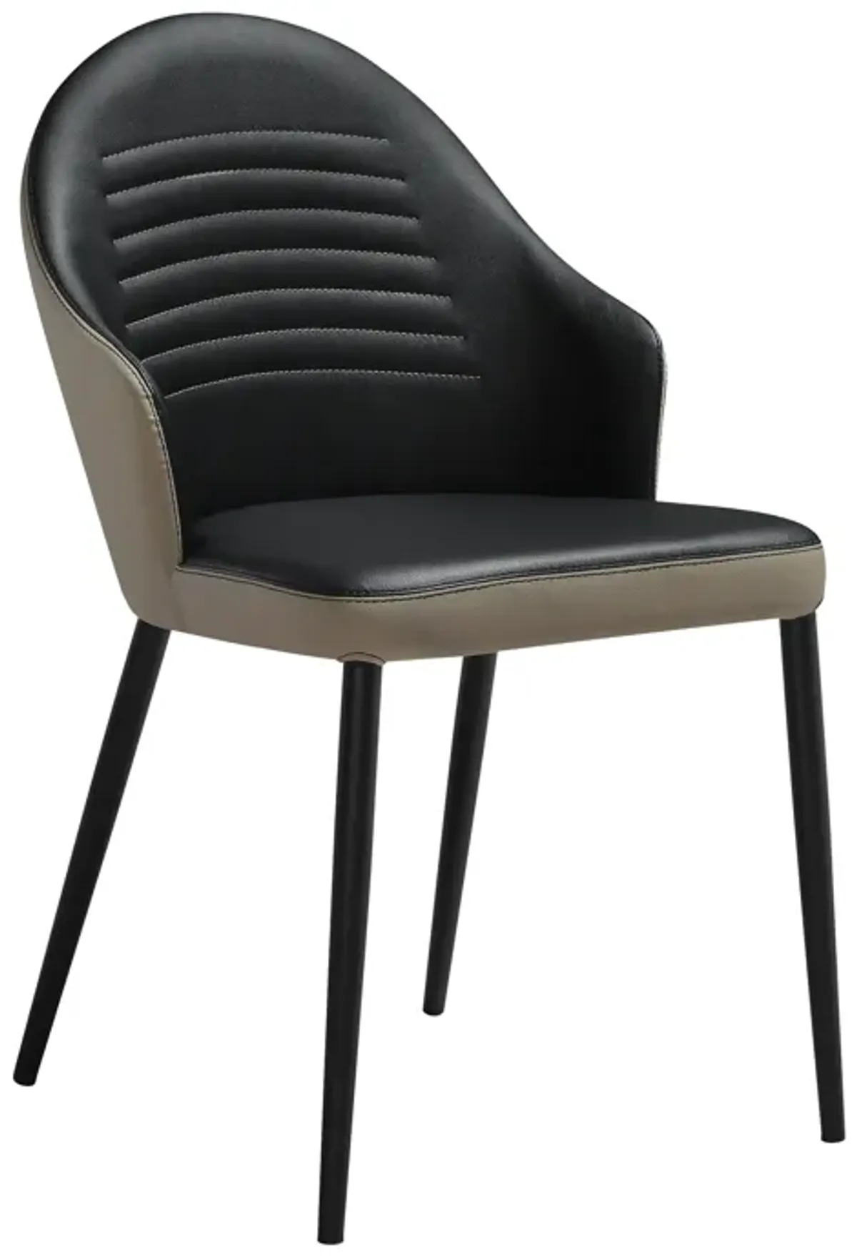 Rocco Upholstered Dining Chair in Taupe Gray and Black Faux Leather with Black Metal Legs - Set of 2