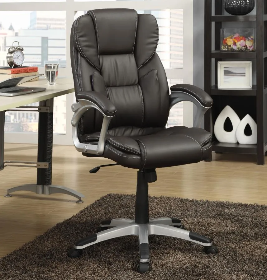 Kaffir Adjustable Height Office Chair Dark Brown and Silver