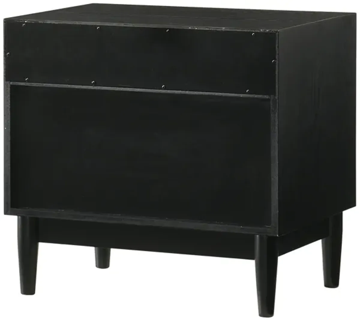 Artemio 2 Drawer Wood Nightstand with Shelf in Black Finish