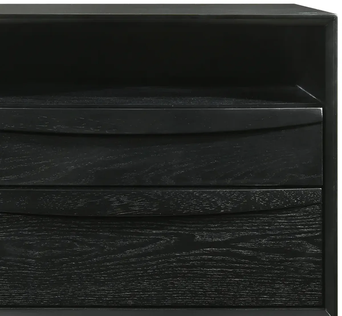 Artemio 2 Drawer Wood Nightstand with Shelf in Black Finish