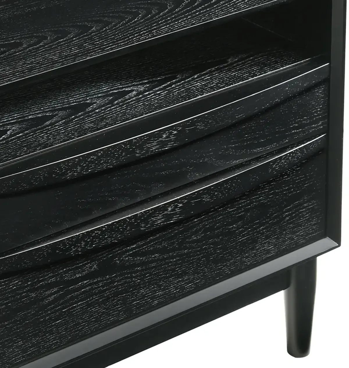 Artemio 2 Drawer Wood Nightstand with Shelf in Black Finish